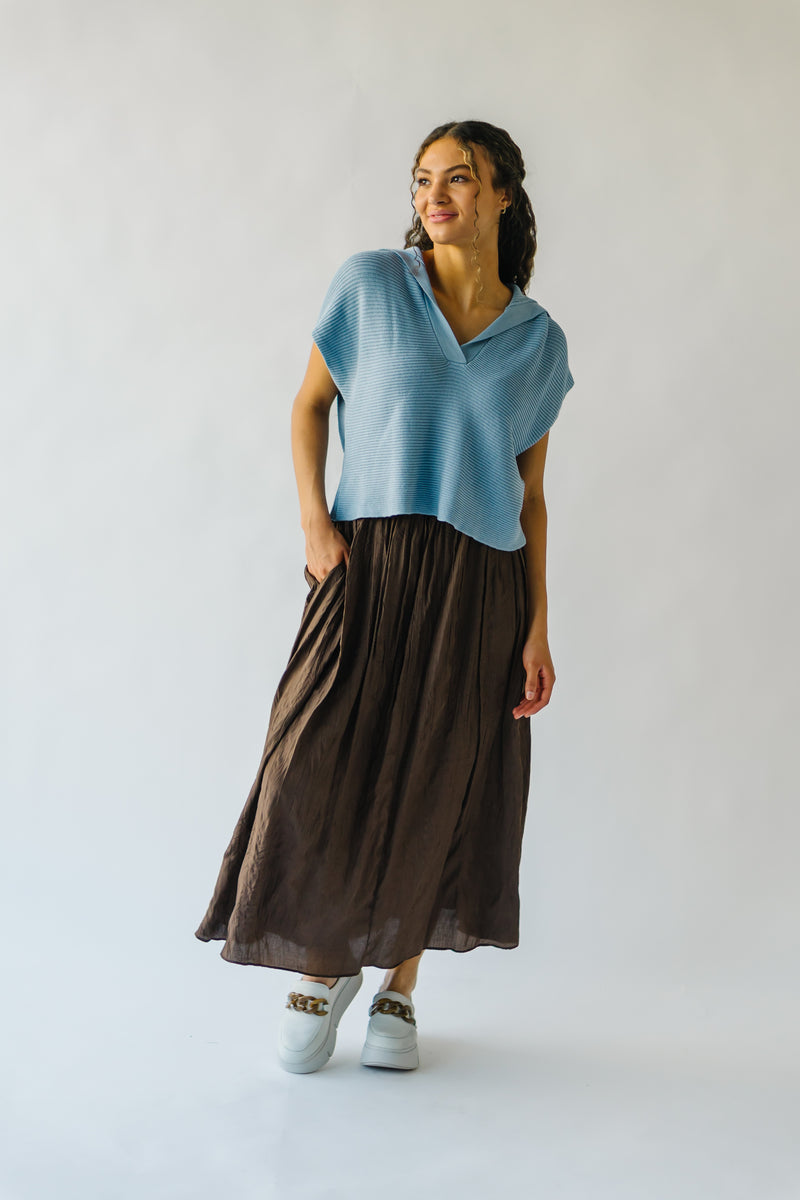 The Rudin Pleated Midi Skirt in Brown