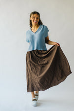 The Rudin Pleated Midi Skirt in Brown