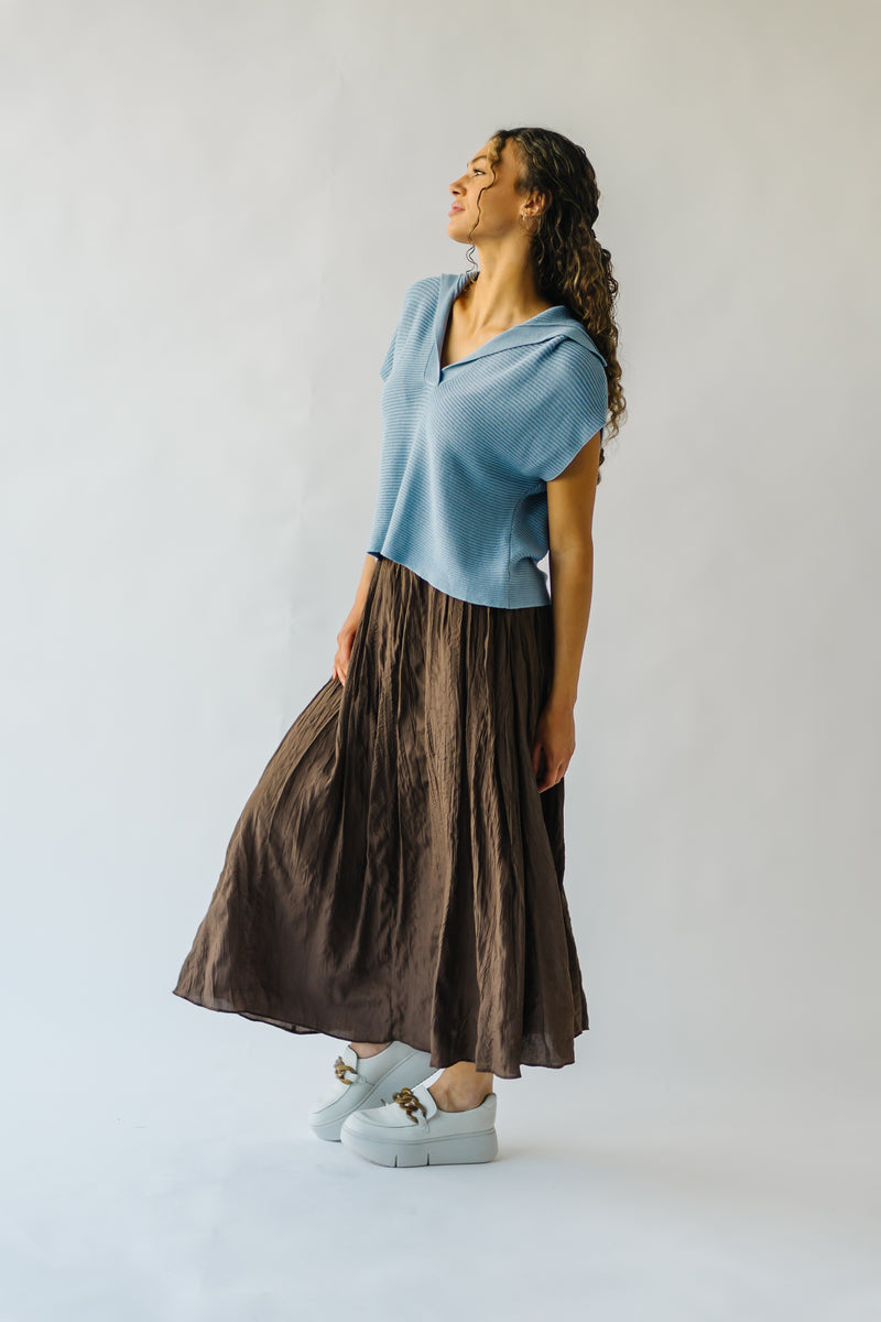 The Rudin Pleated Midi Skirt in Brown