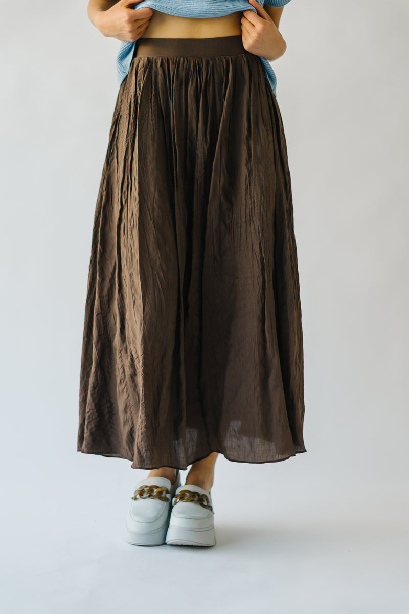 The Rudin Pleated Midi Skirt in Brown