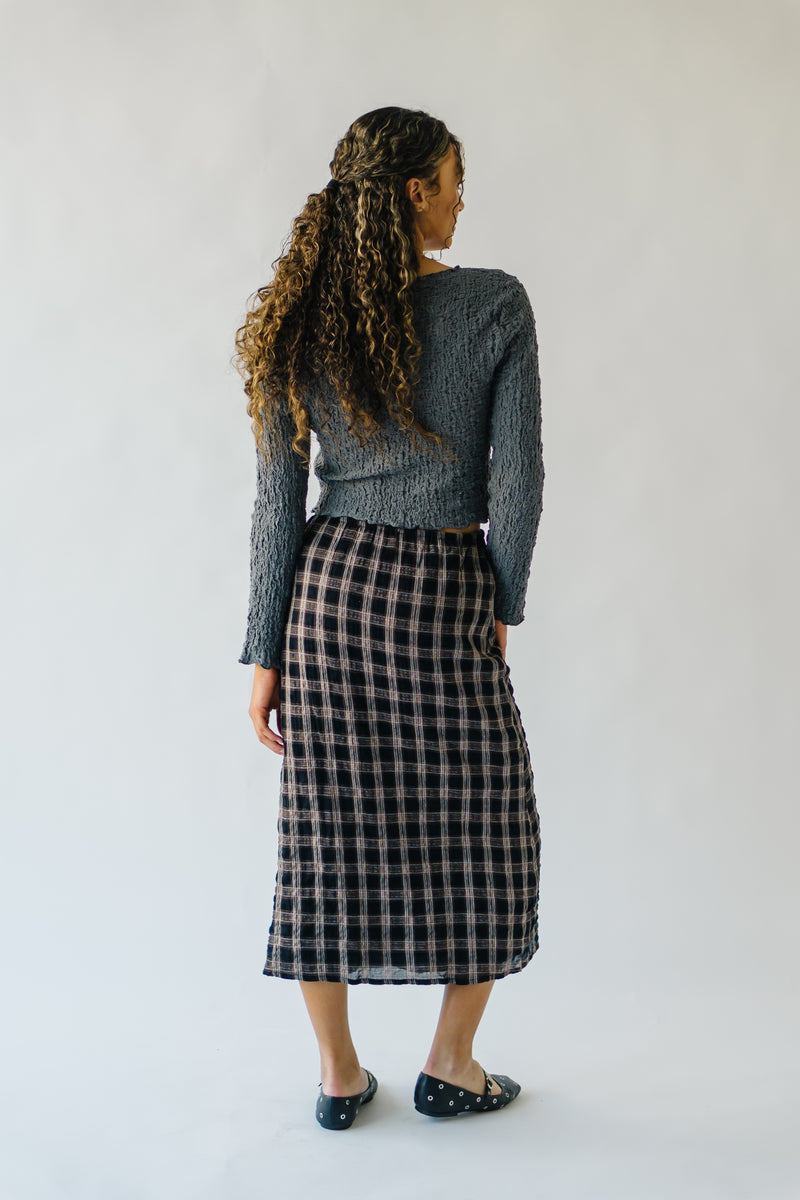 The Breems Patterned Midi Skirt in Black Multi