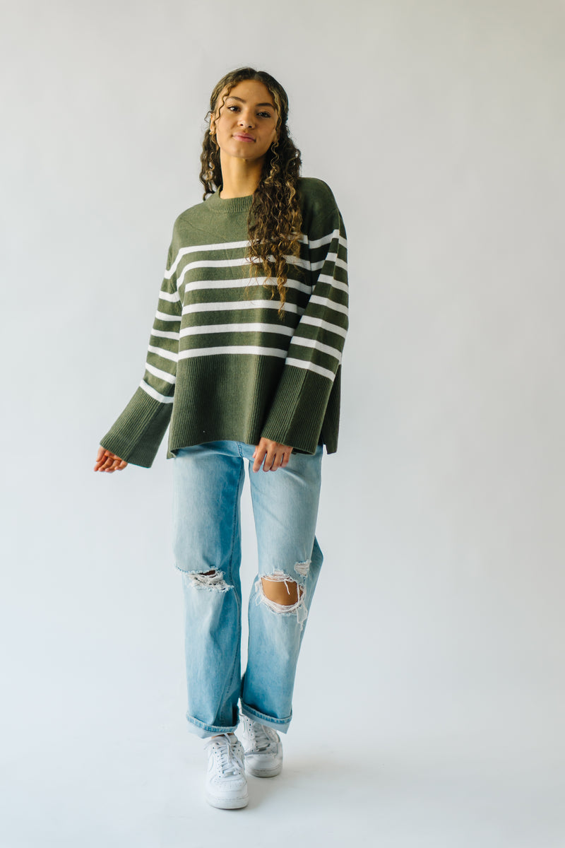 The Cosima Striped Sweater in Olive