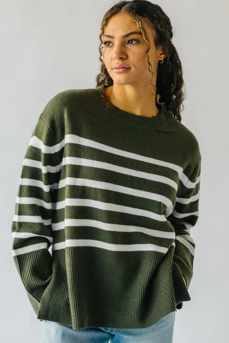 The Cosima Striped Sweater in Olive