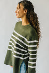 The Cosima Striped Sweater in Olive