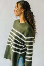 The Cosima Striped Sweater in Olive