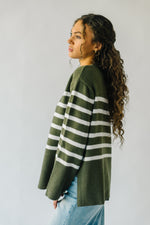 The Cosima Striped Sweater in Olive