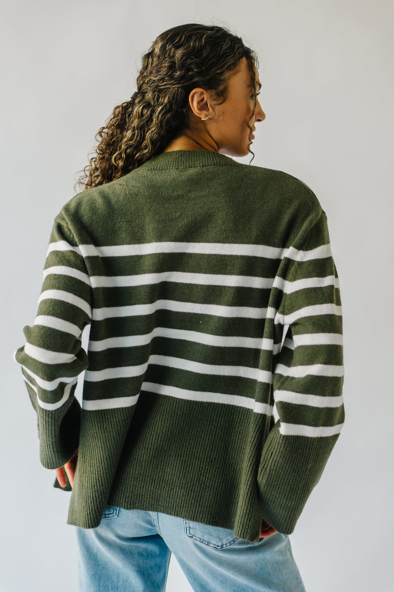 The Cosima Striped Sweater in Olive