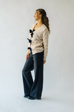 The Erva Textured Tie Front Cardigan in Oatmeal