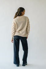 The Erva Textured Tie Front Cardigan in Oatmeal