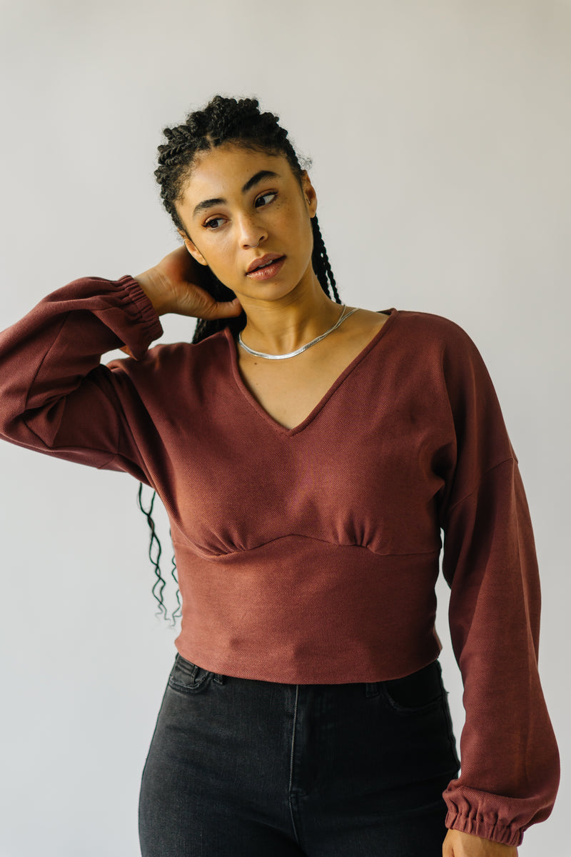The Colebrook Gathered Detail Sweater in Rust