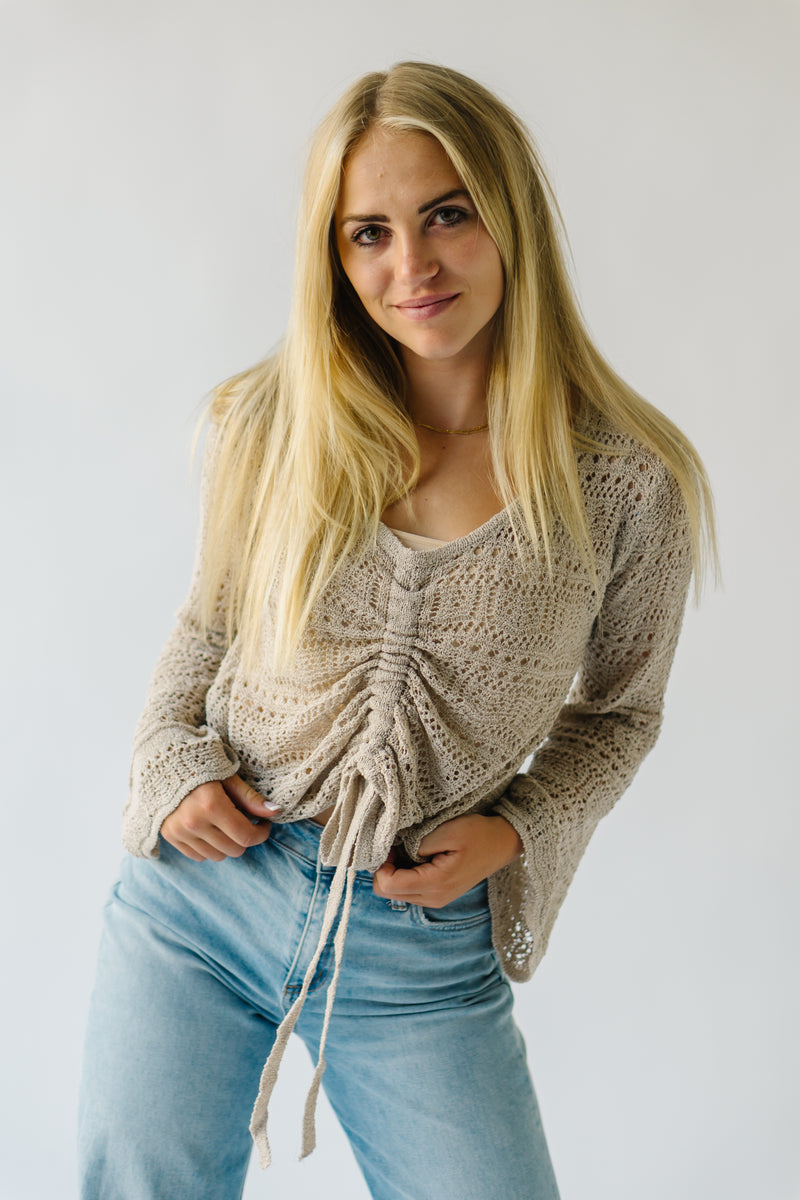 The Lisbon Crochet Blouse in Taupe