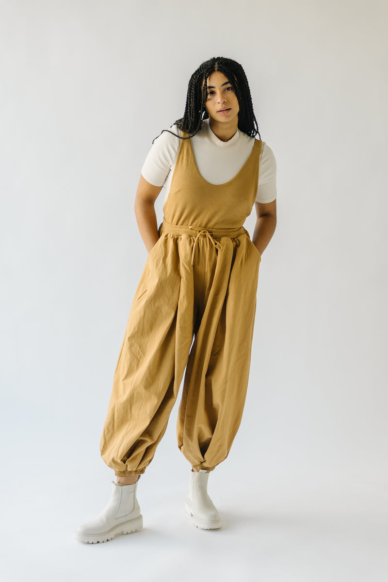The Sutter Drawstring Jumpsuit in Cocoa