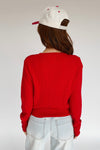 The Tomberlin Cable Knit Cardigan in Red