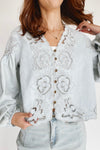 The Sanborn Embroidered Blouse in Denim