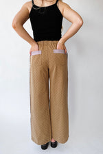 The Laurie Polka Dot Denim Pant in Brown