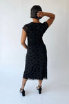 The Sasha Floral V-Neck Midi Dress in Black