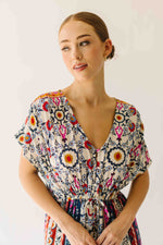 The Falvey Patterned V-Neck Maxi Dress in Multi