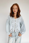 The Sanborn Embroidered Blouse in Denim