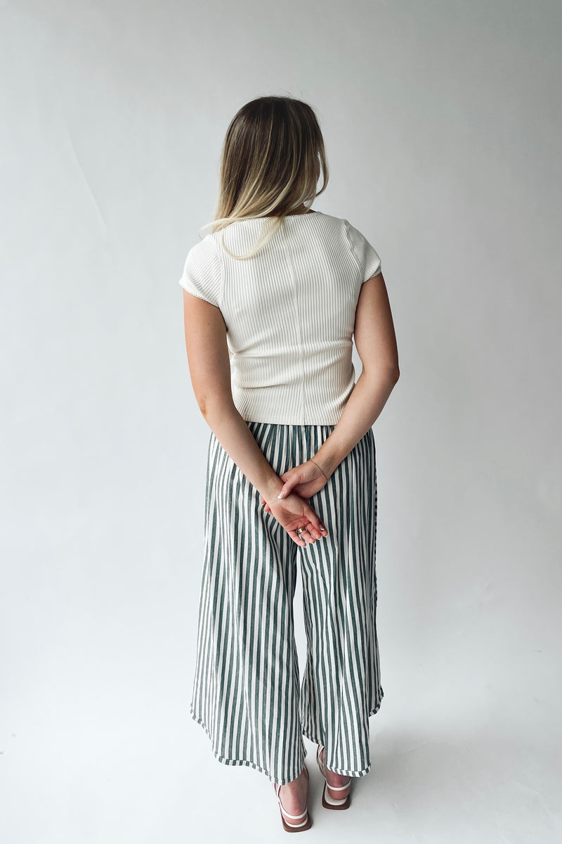 The Lyra Ribbed Button-Up Blouse in Ivory