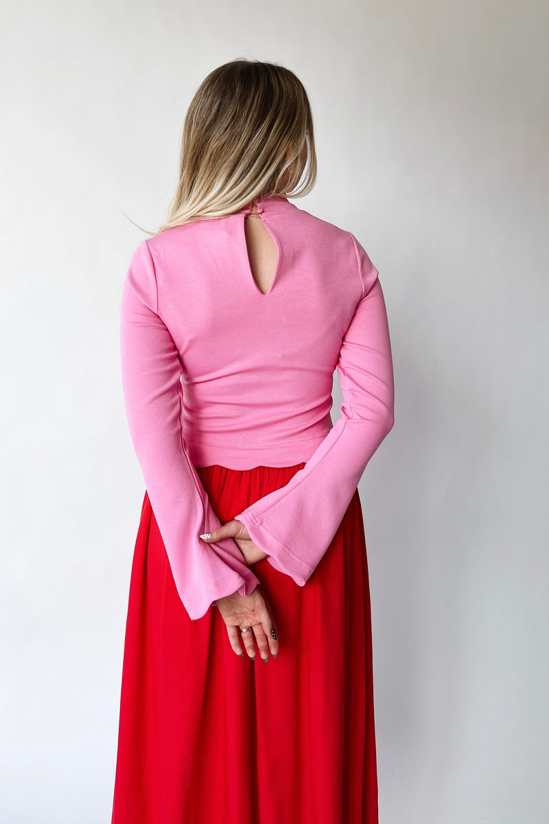 The Zenie Colorblock Maxi Dress in Pink + Red