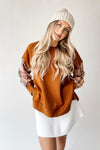 The Britta Contrast Sleeve Pullover in Mocha