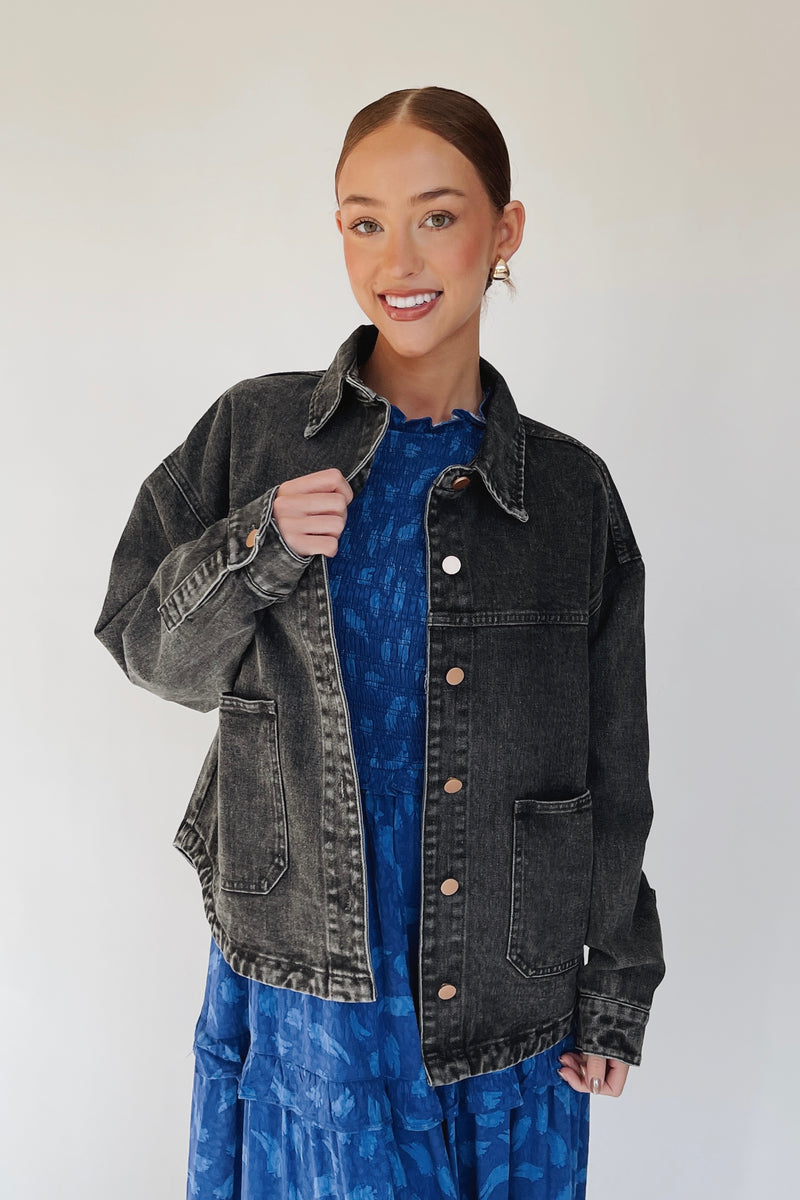 The Ladner Vintage Denim Jacket in Black