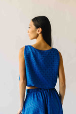 The Bronson Houndstooth Bubble Blouse in Blue