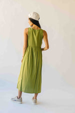The Broxton Button-Down Midi Dress in Olive