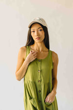 The Broxton Button-Down Midi Dress in Olive