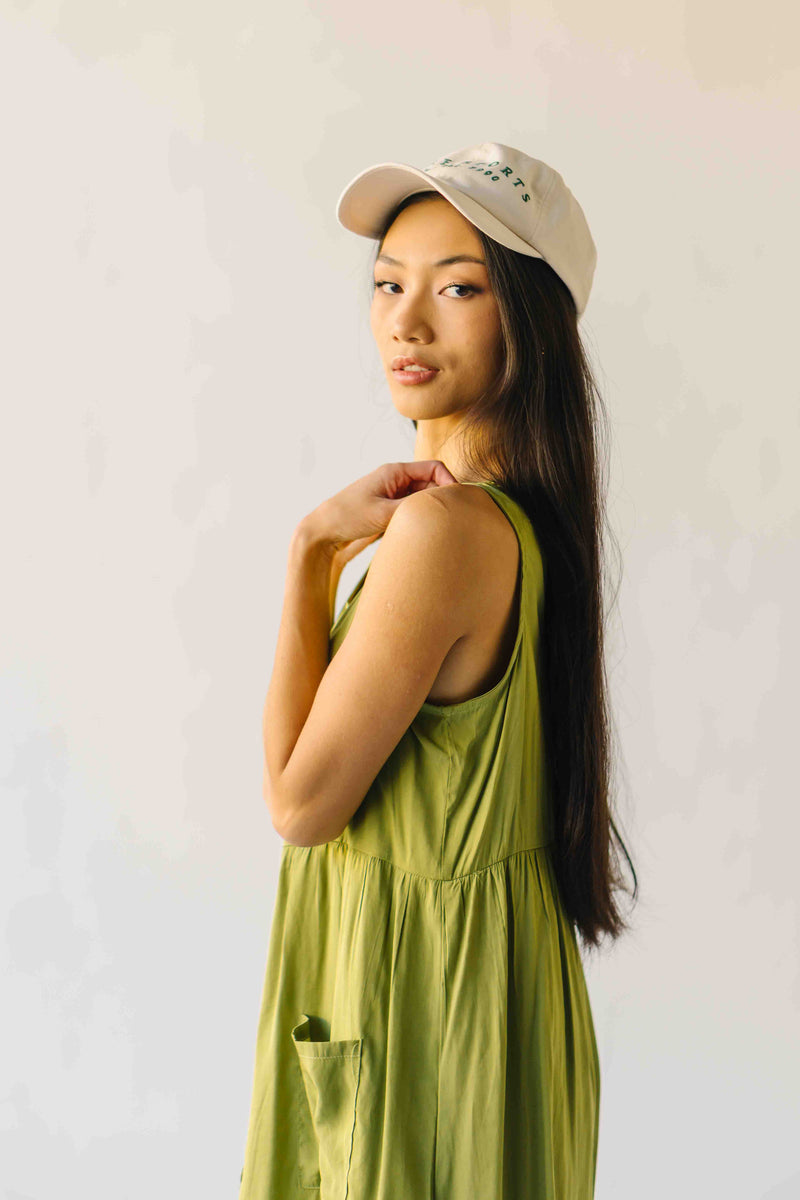 The Broxton Button-Down Midi Dress in Olive
