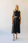 The Brewster Houndstooth Midi Skirt in Black