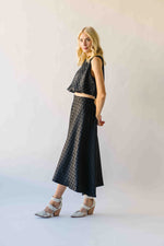 The Bronson Houndstooth Bubble Blouse in Black