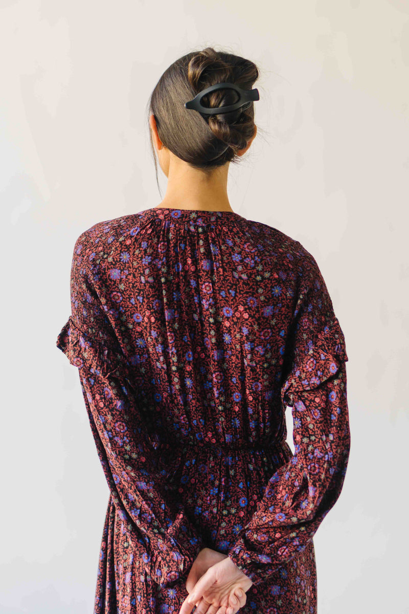 The Quinney Patterned Maxi Dress In Burgundy