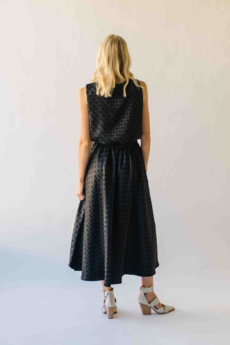 The Bronson Houndstooth Bubble Blouse in Black