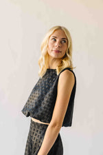 The Bronson Houndstooth Bubble Blouse in Black