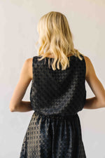 The Bronson Houndstooth Bubble Blouse in Black