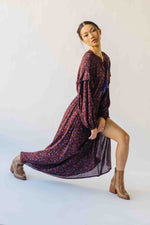 The Quinney Patterned Maxi Dress In Burgundy