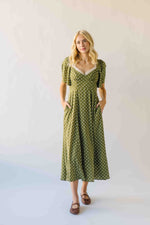 The Rodgers Flutter Sleeve Midi Dress in Olive