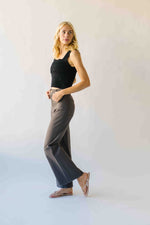 The Lavina High Waisted Wide Leg Pant in Deep Grey
