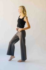 The Lavina High Waisted Wide Leg Pant in Deep Grey