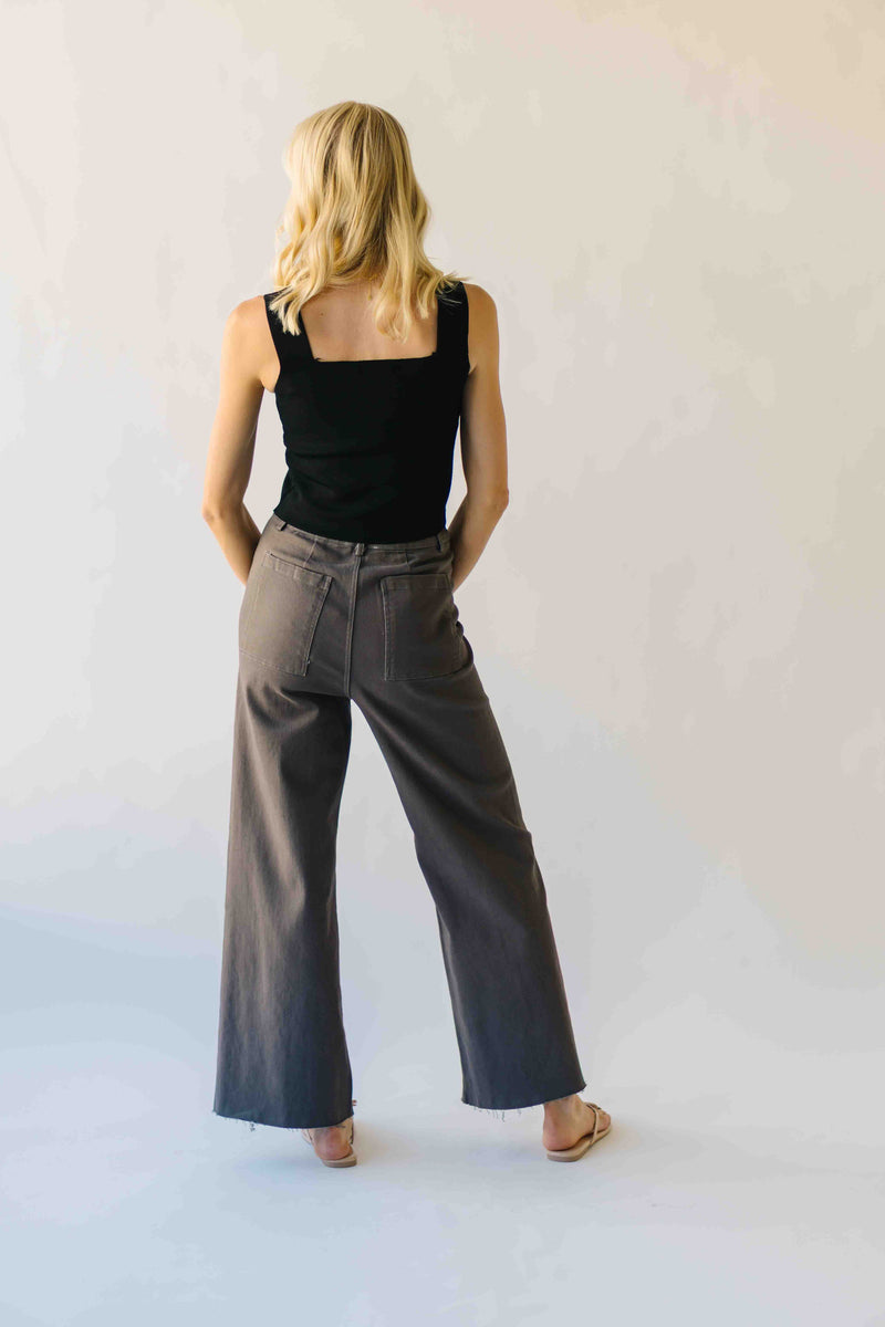 The Lavina High Waisted Wide Leg Pant in Deep Grey