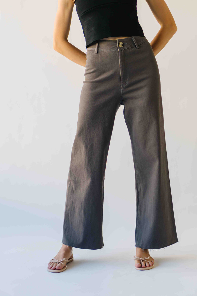 The Lavina High Waisted Wide Leg Pant in Deep Grey