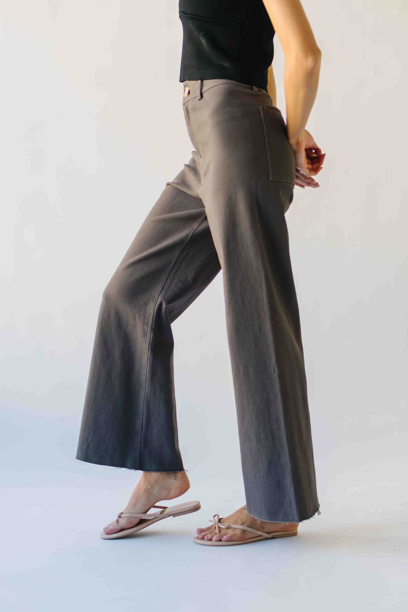 The Lavina High Waisted Wide Leg Pant in Deep Grey