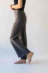 The Lavina High Waisted Wide Leg Pant in Deep Grey