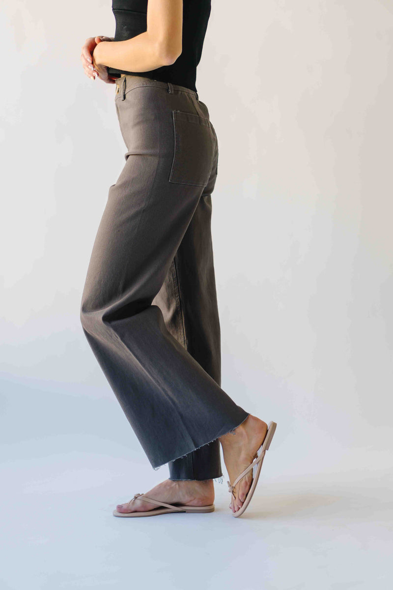 The Lavina High Waisted Wide Leg Pant in Deep Grey