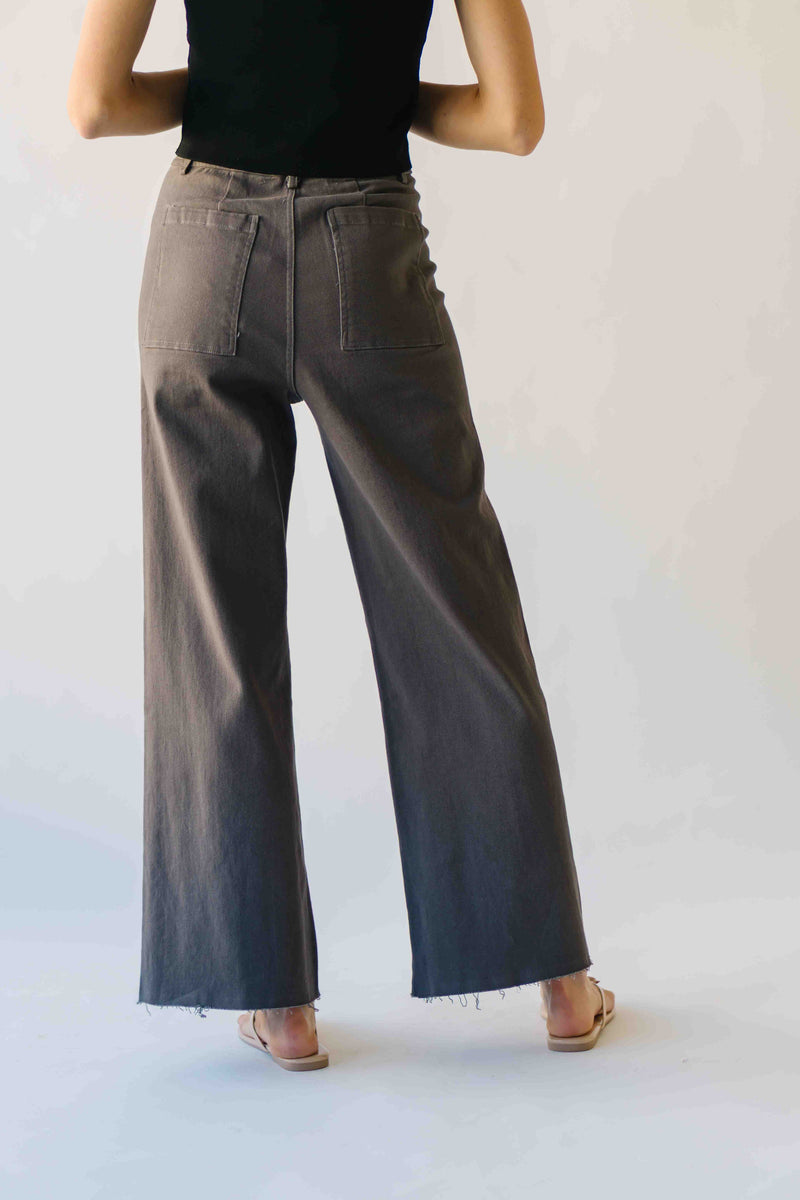 The Lavina High Waisted Wide Leg Pant in Deep Grey