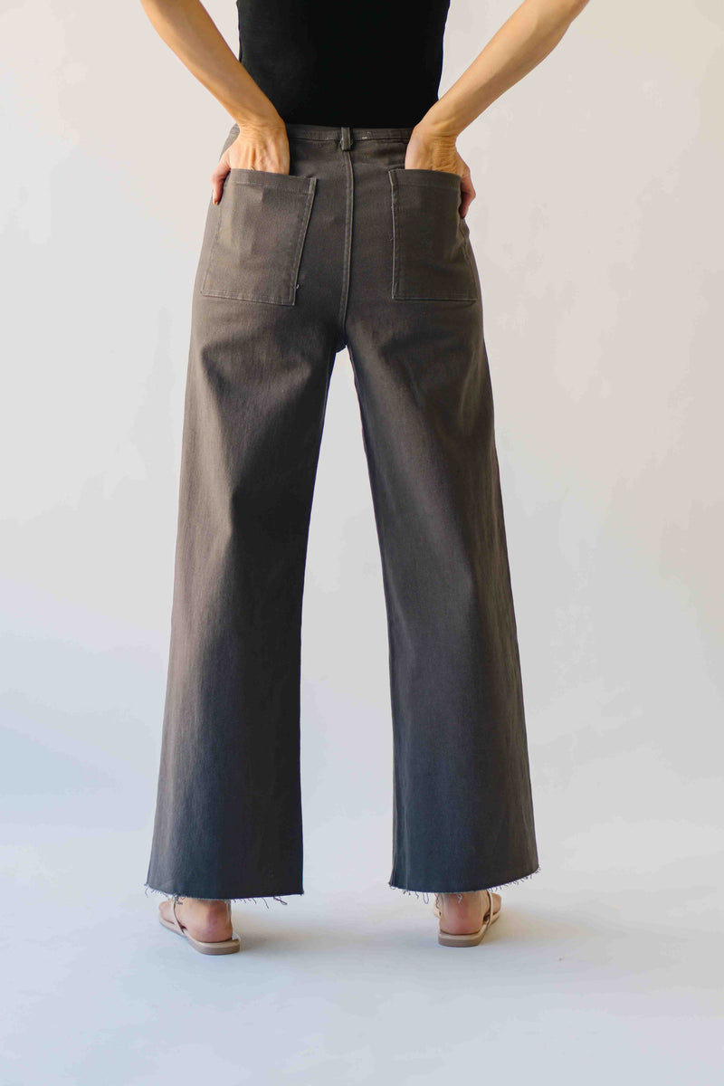 The Lavina High Waisted Wide Leg Pant in Deep Grey