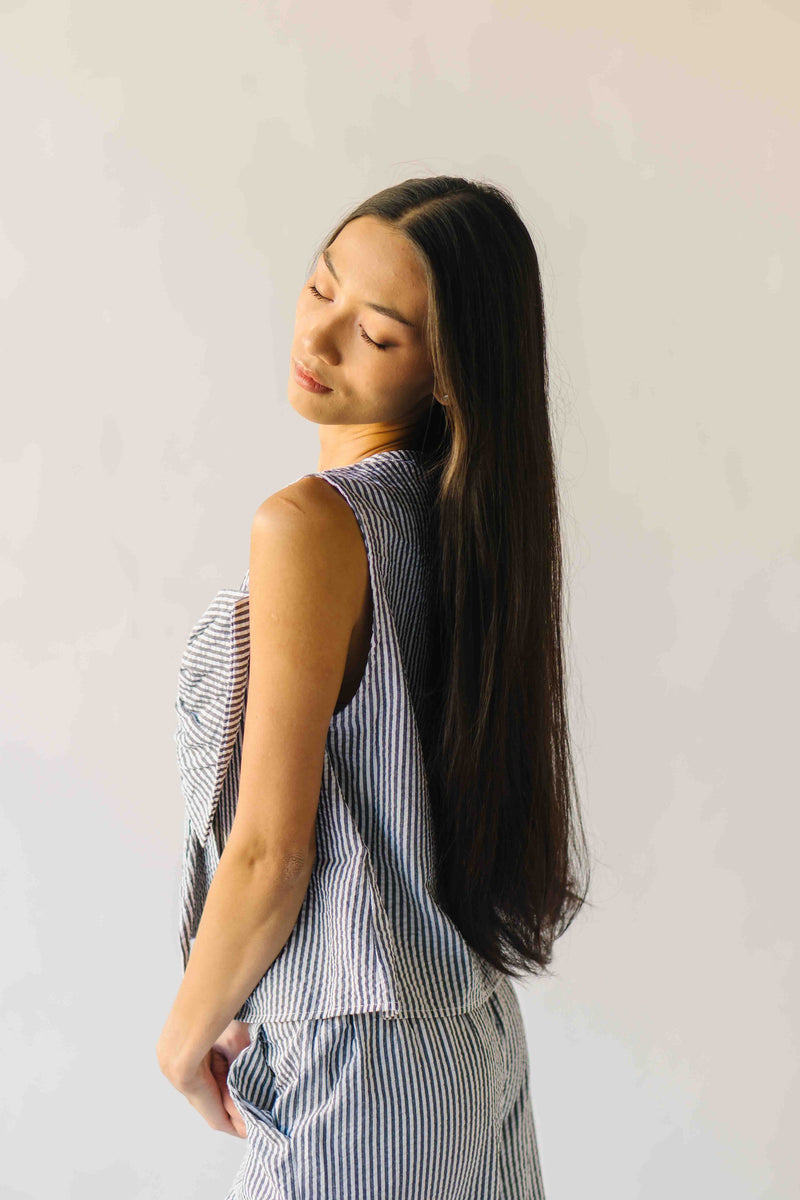 The Vawdrey Striped Seersucker Set in Black