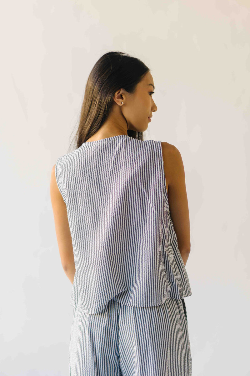 The Vawdrey Striped Seersucker Set in Black