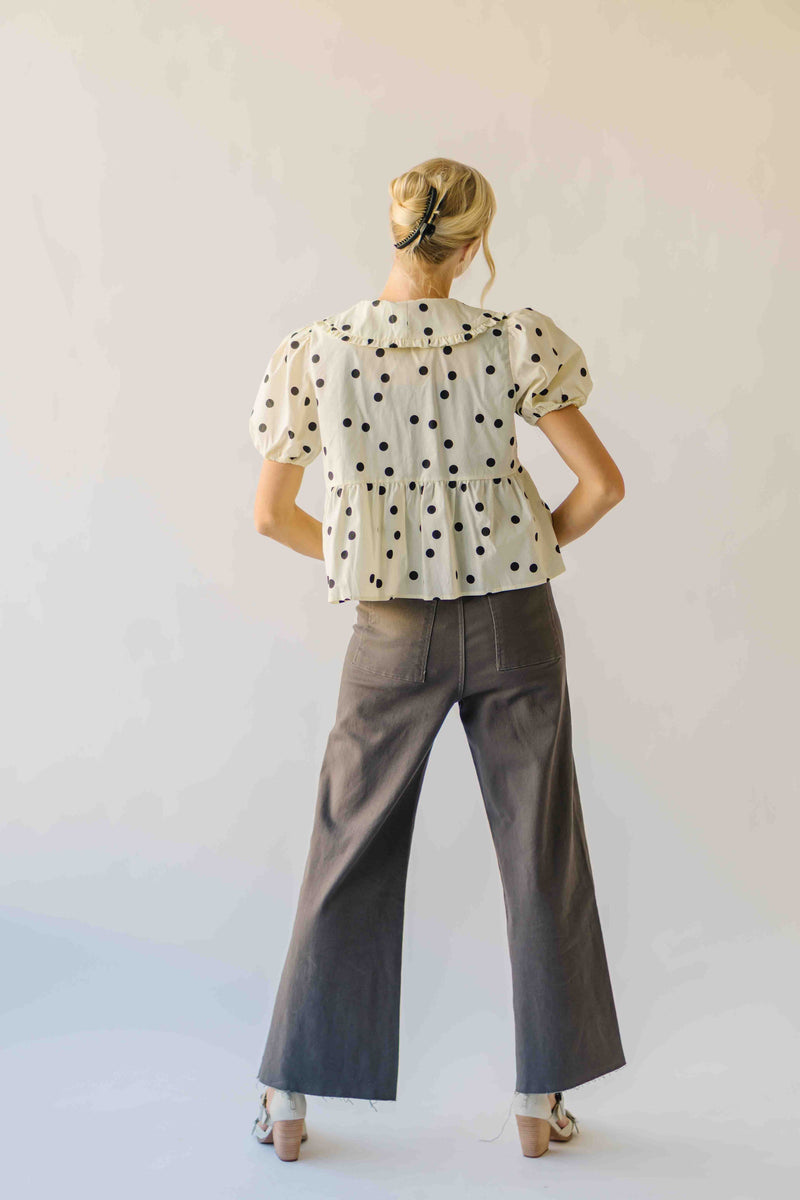 The Carlota Tie Front Polka Dot Blouse in Ivory